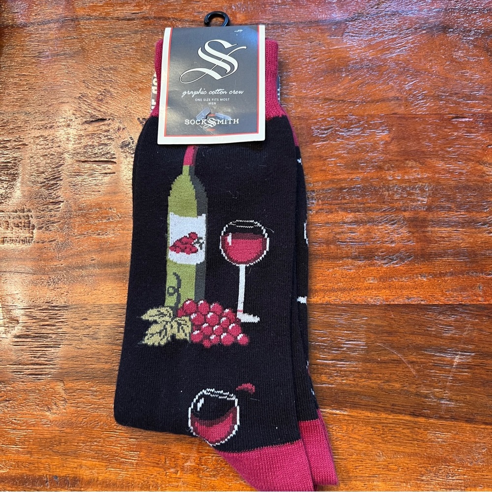Men’s Wine-Themed Black and Red Socks